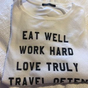 Wildfox White Sweatshirt Small Eat Well Work Hard